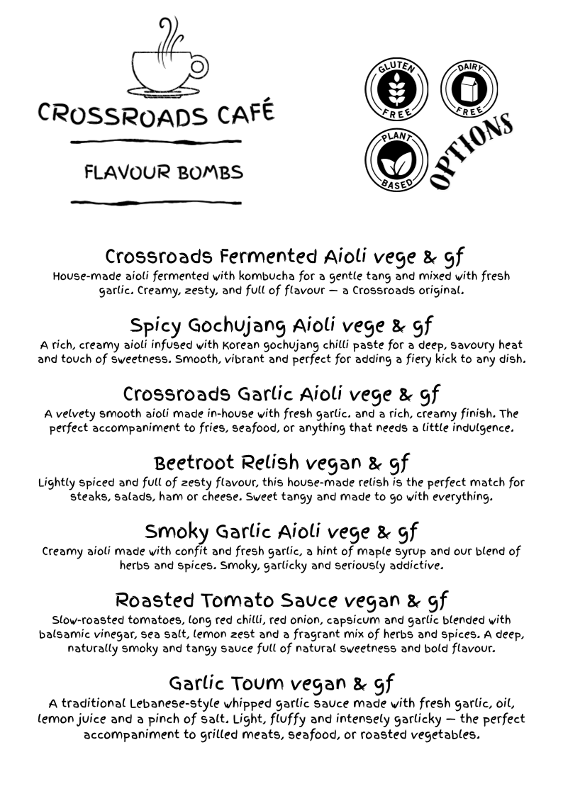 Menu, Crossroads Cafe
