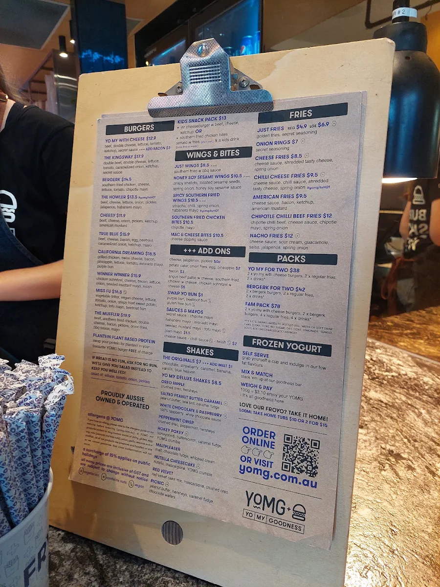 Menu, YOMG Mordialloc