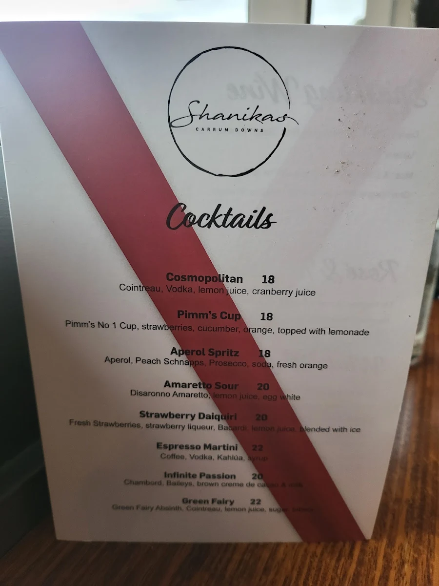 Menu, Shanikas Carrum Downs