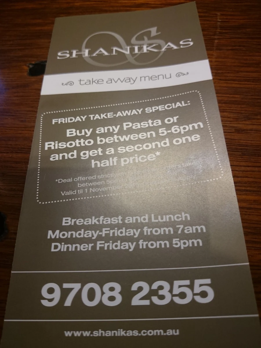 Menu, Shanikas Carrum Downs