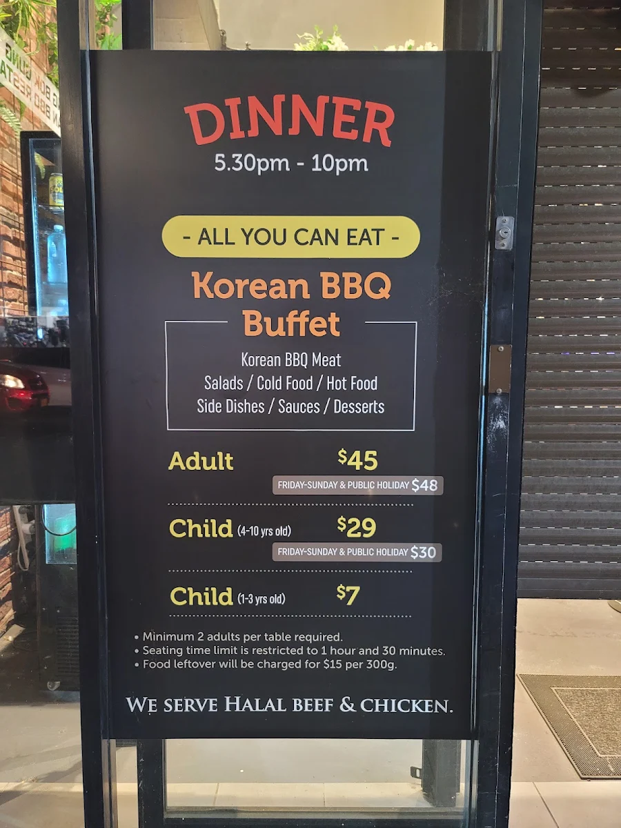 Menu, GBG Buffet Charcoal KBBQ WEST RYDE (ALL YOU CAN EAT)