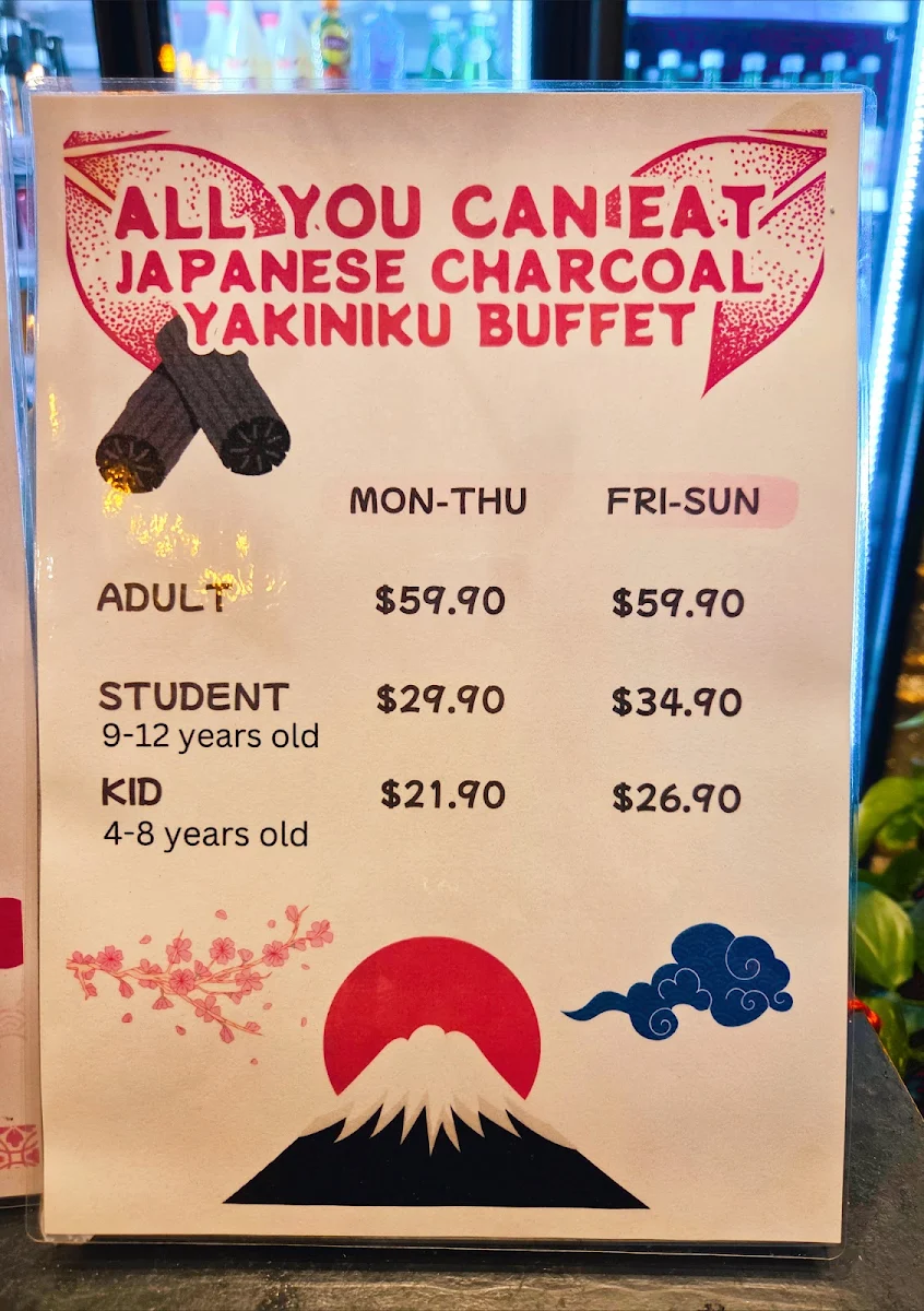 Menu, GBG Buffet Charcoal KBBQ WEST RYDE (ALL YOU CAN EAT)