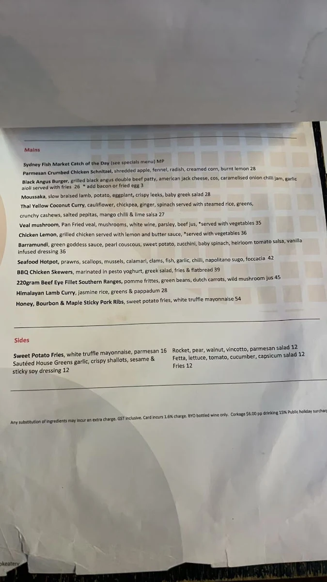 Menu, The Brook Eatery - Cherrybrook