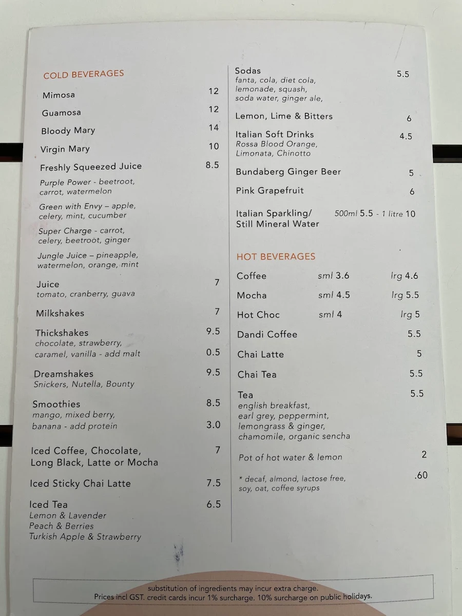 Menu, The Brook Eatery - Cherrybrook