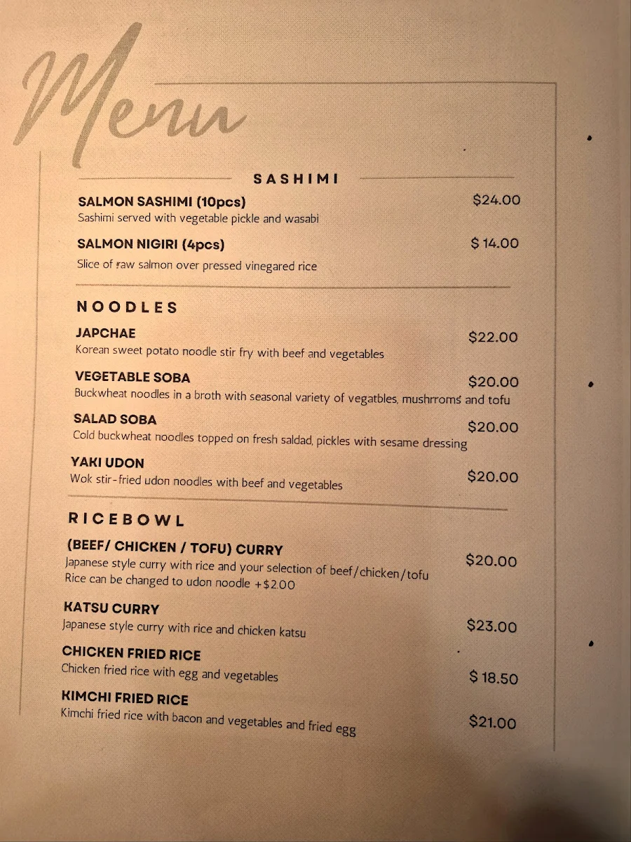 Menu, dami dami