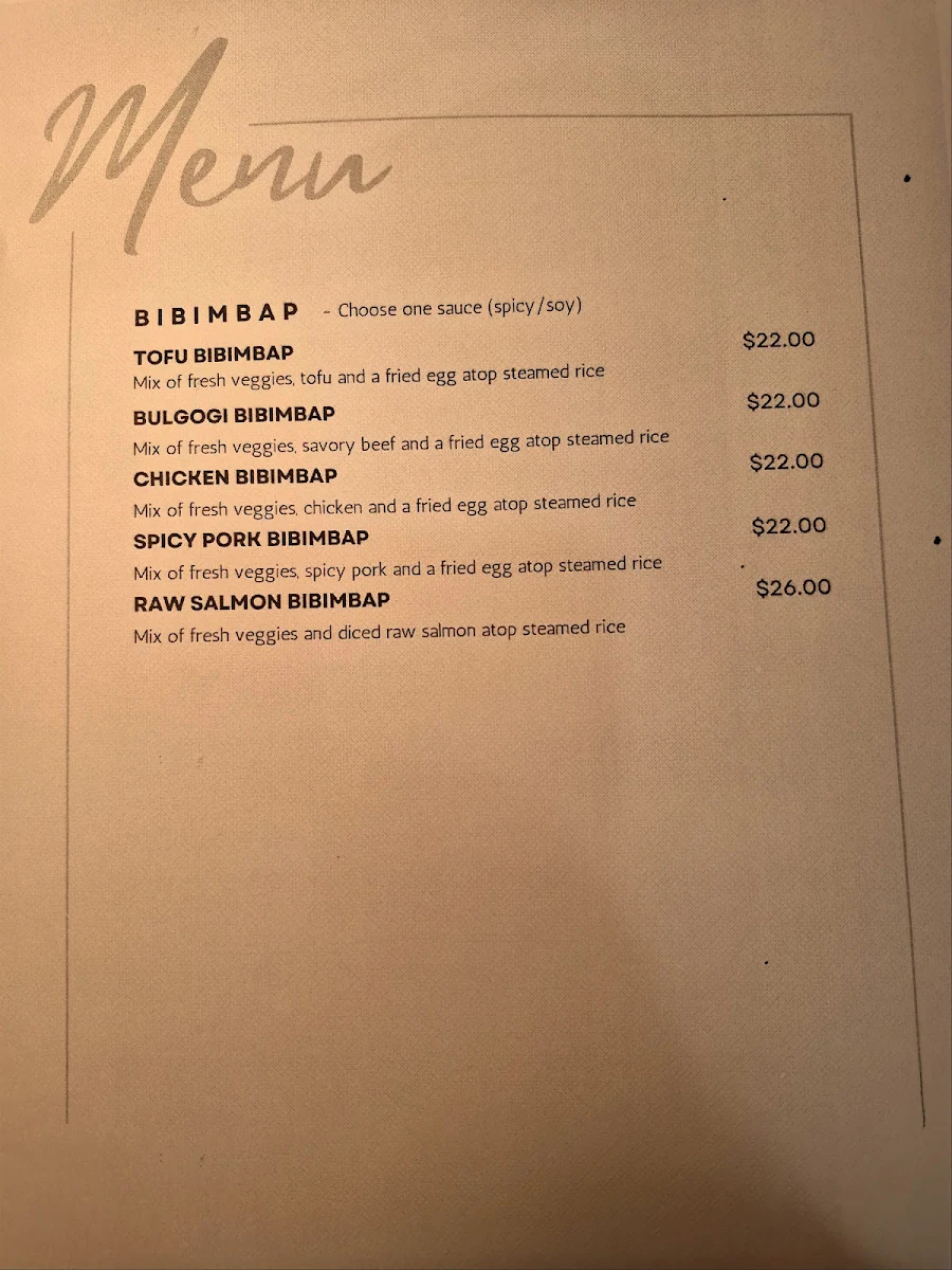 Menu, dami dami