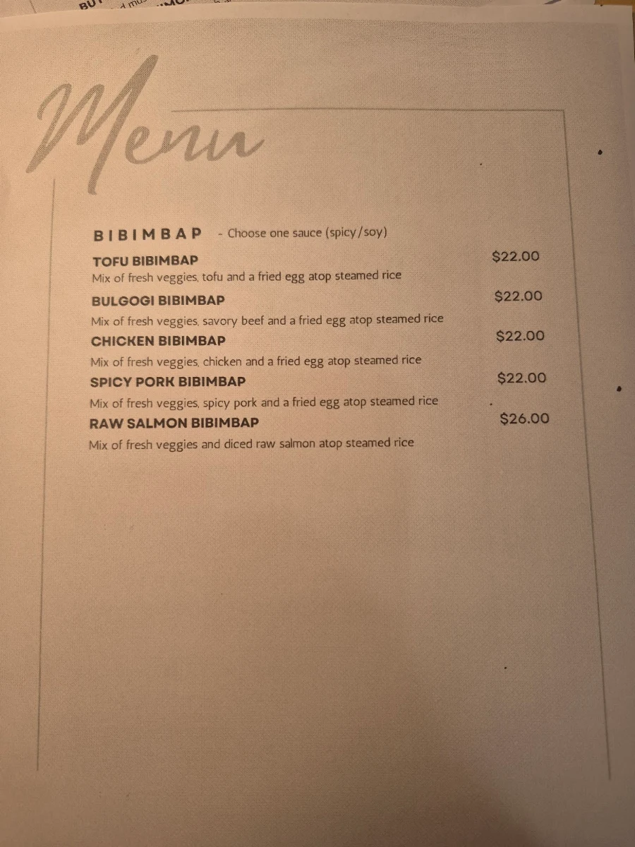Menu, dami dami