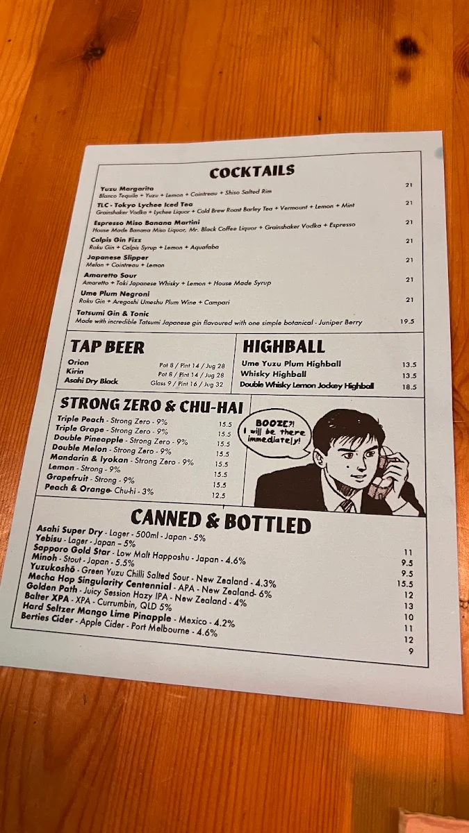 Menu, Chotto Motto - Japanese Bar & Restaurant