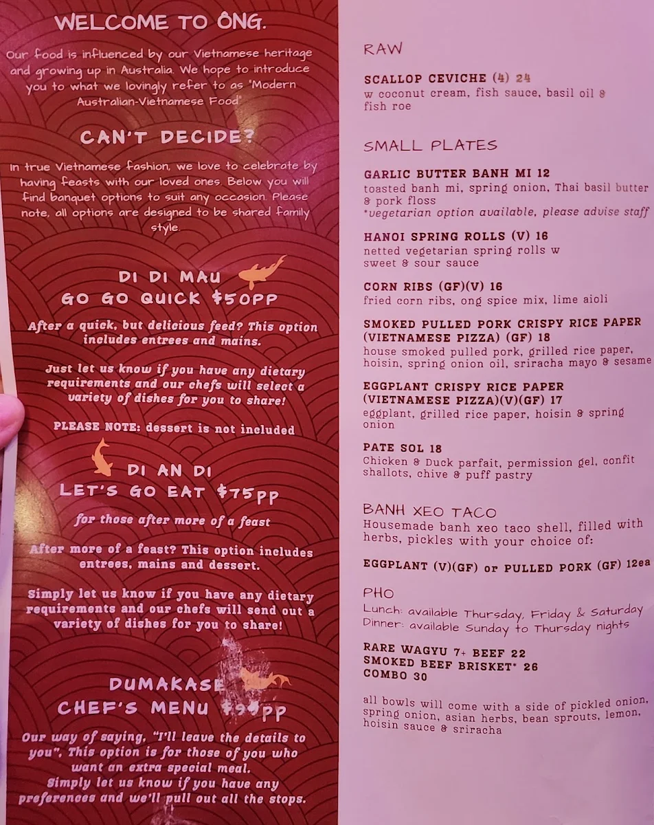 Menu, Ông Vietnamese