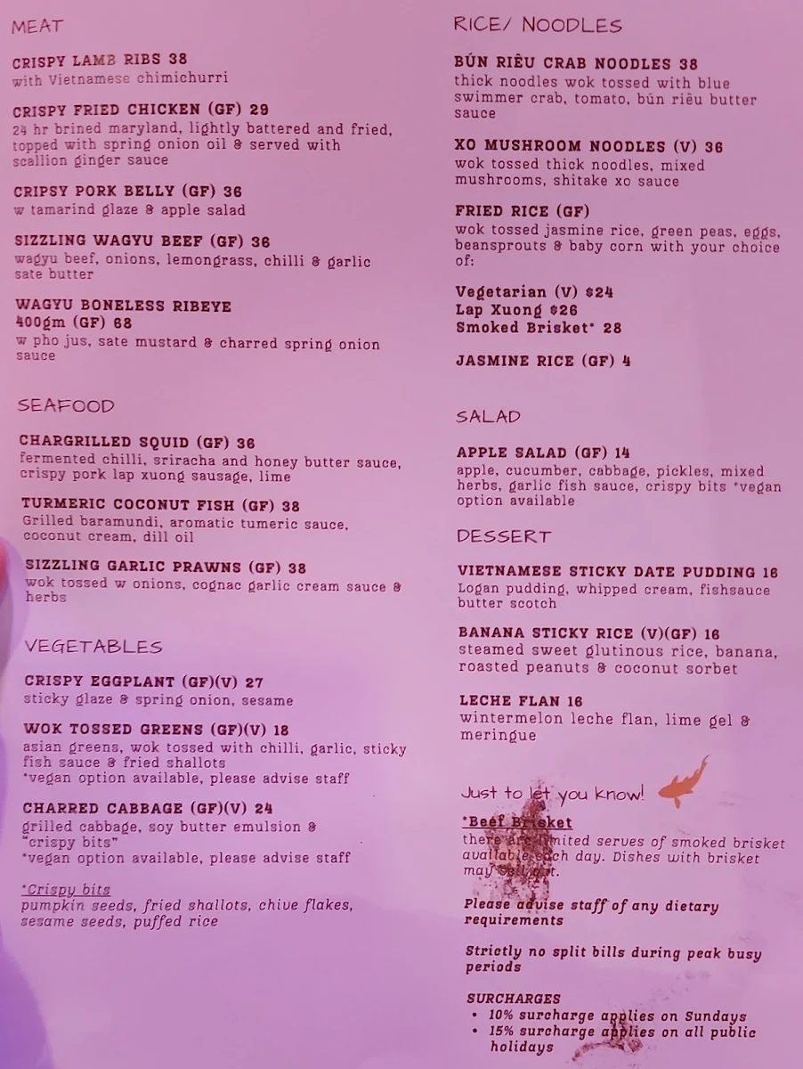 Menu, Ông Vietnamese