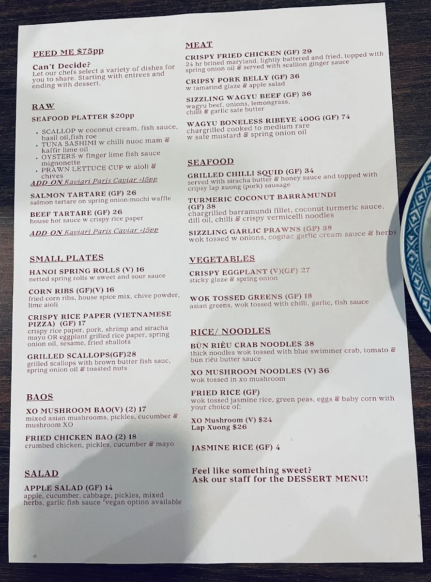 Menu, Ông Vietnamese