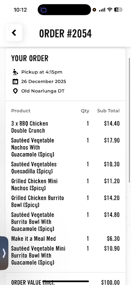 Menu, Guzman y Gomez - Old Noarlunga