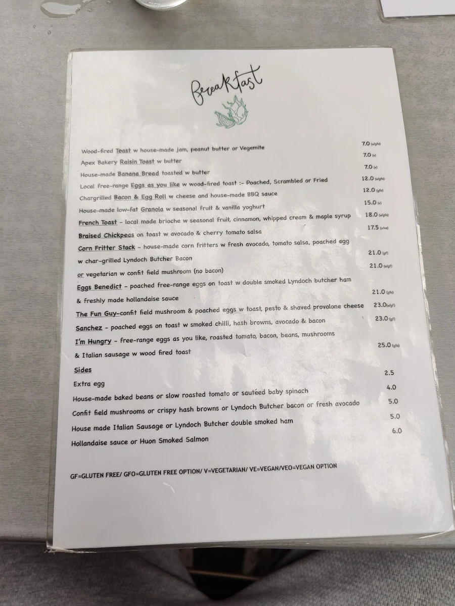 Menu, Sunrise Bakery & Cafe