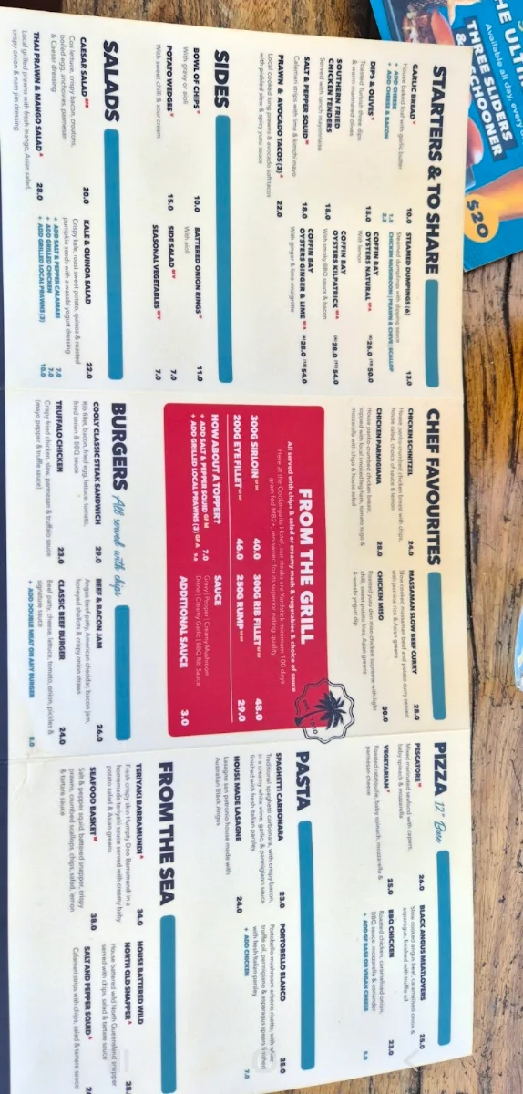 Menu, The Coolangatta Hotel