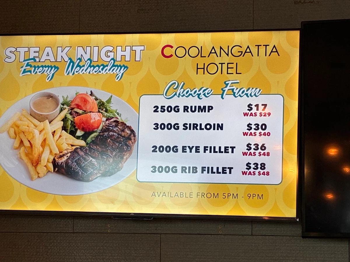 Menu, The Coolangatta Hotel