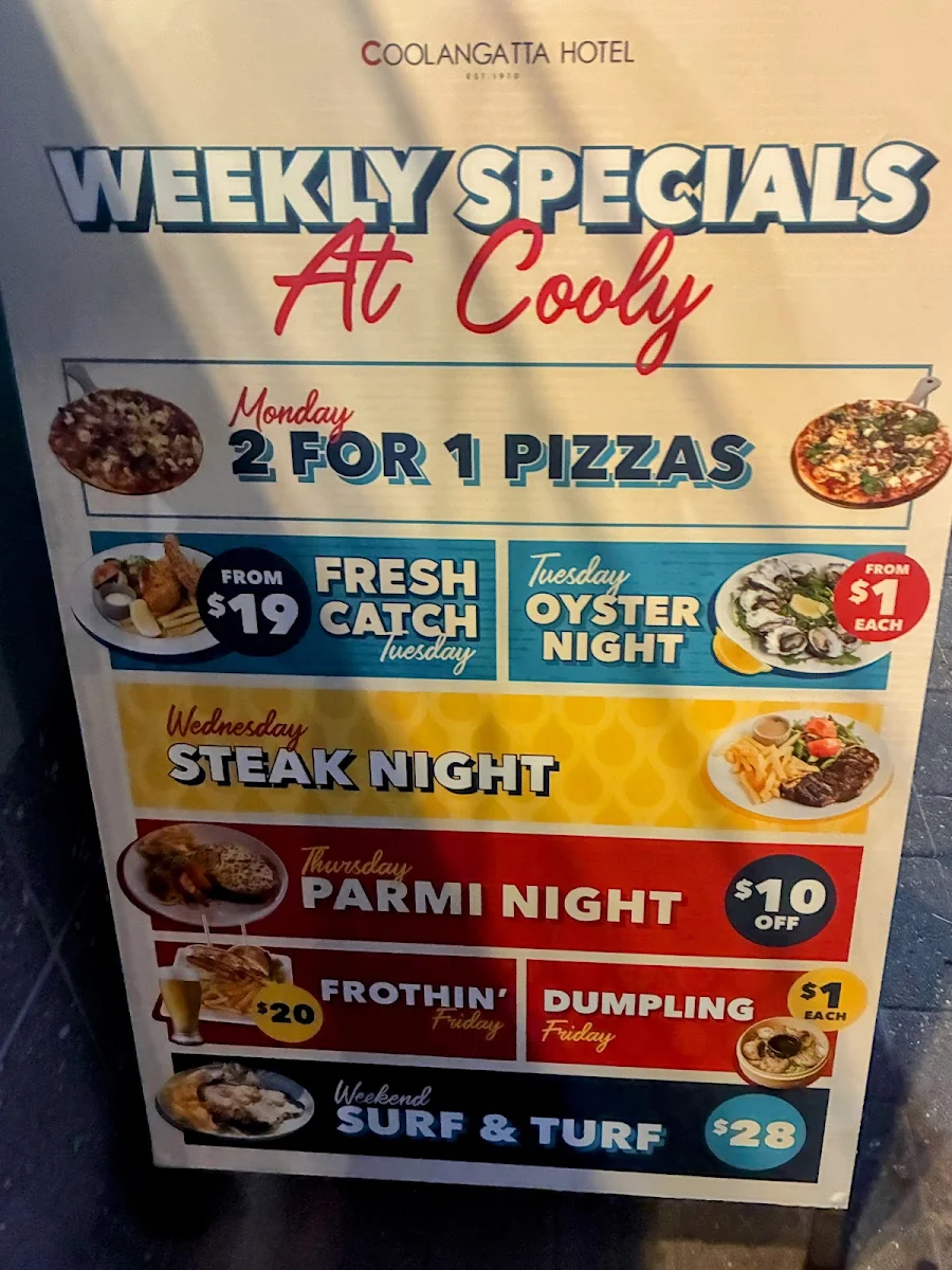 Menu, The Coolangatta Hotel