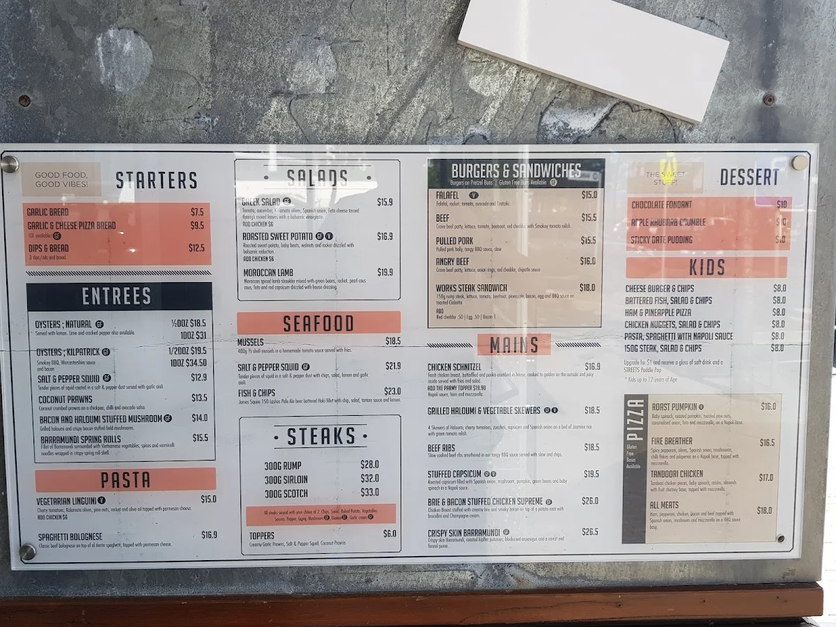 Menu, The Coolangatta Hotel