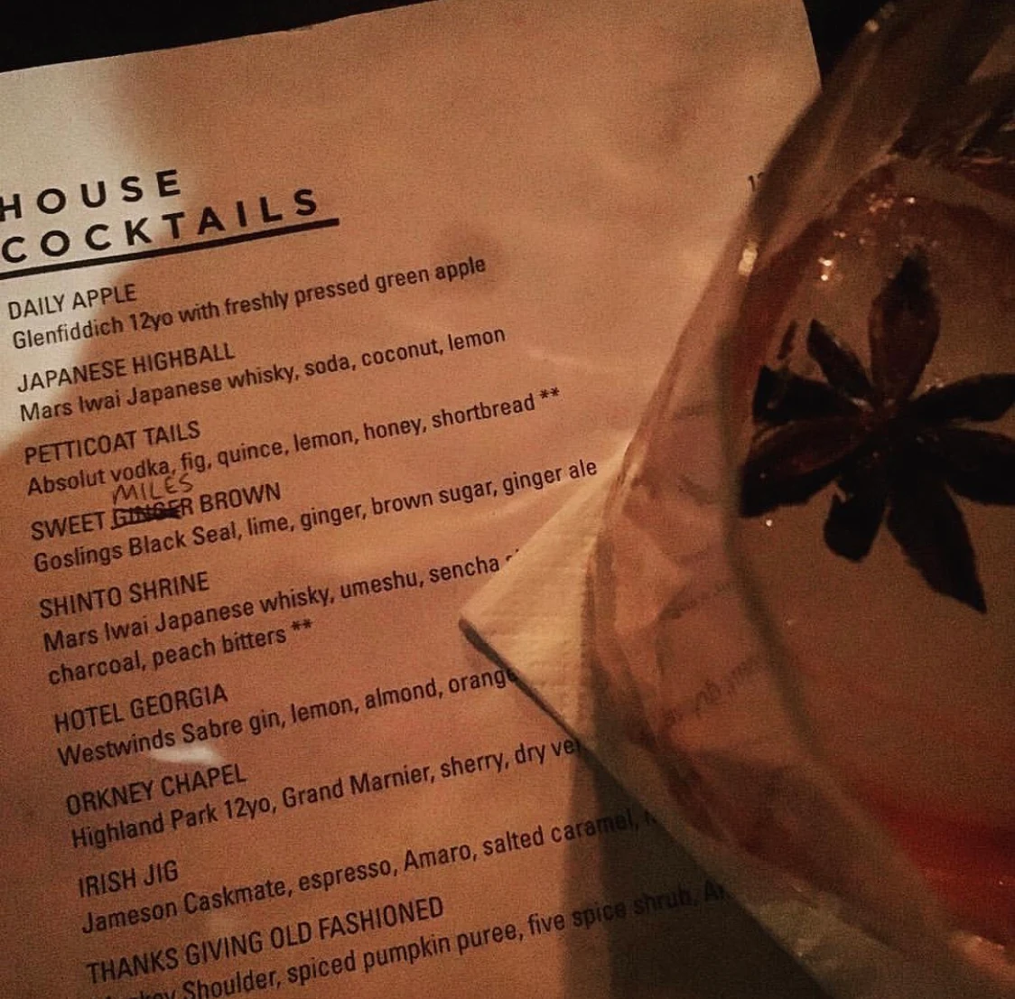 Menu, Whisky Room