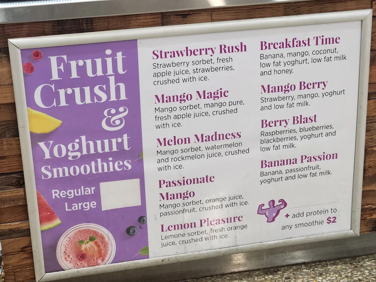 Menu, Fresco Juice Bar Plus