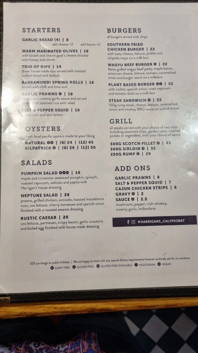 Menu, Montauk Tavern