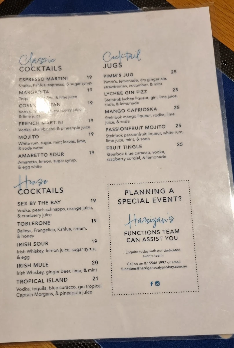 Menu, Montauk Tavern