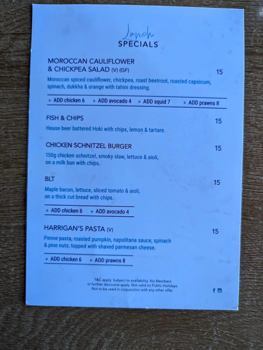 Menu, Montauk Tavern