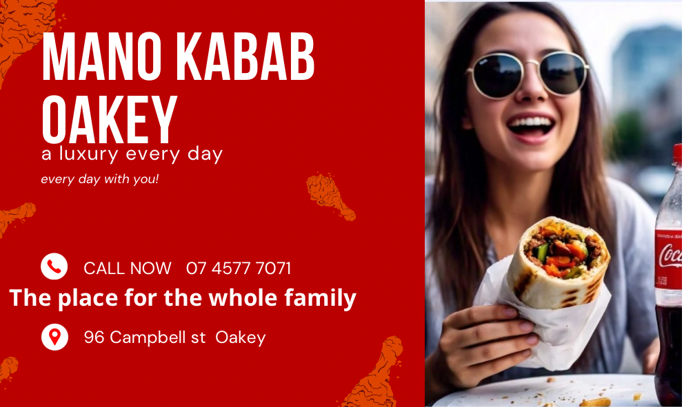 Menu, Mano Kabab Oakey