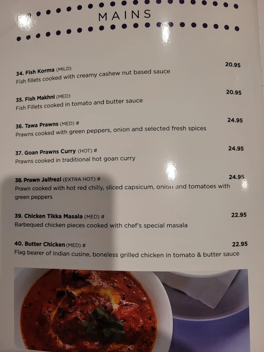 Menu, Dhaba Innaloo