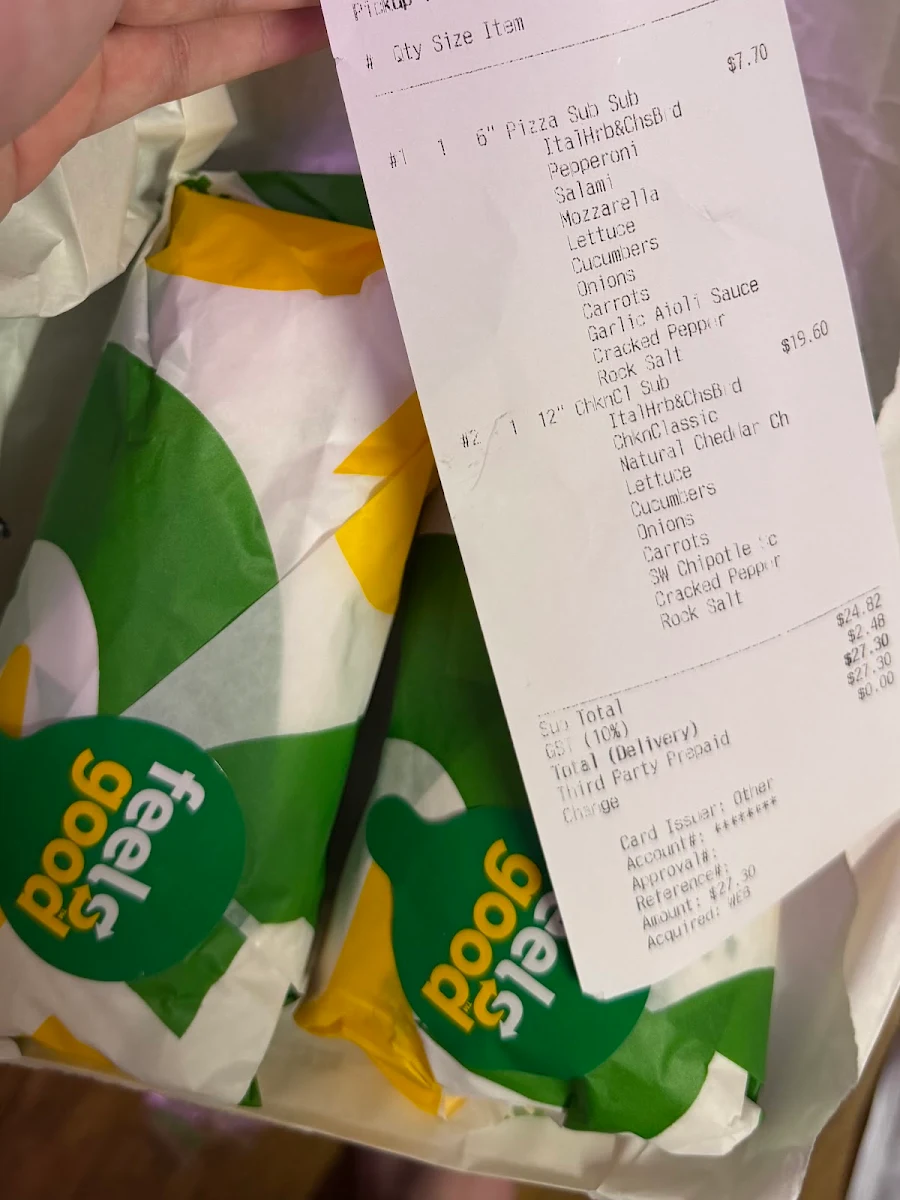 Menu, Subway
