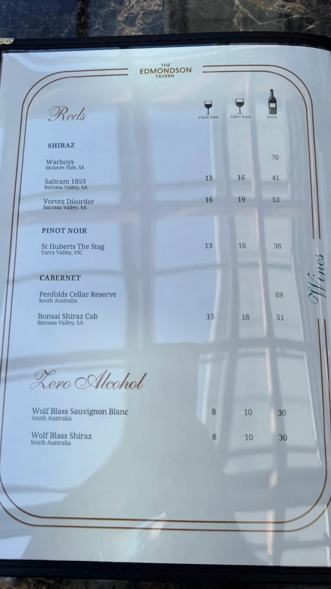 Menu, The Edmondson Tavern