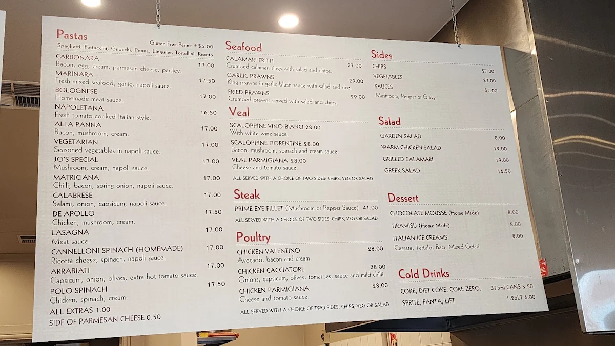 Menu, Piccolino Express (takeaway)