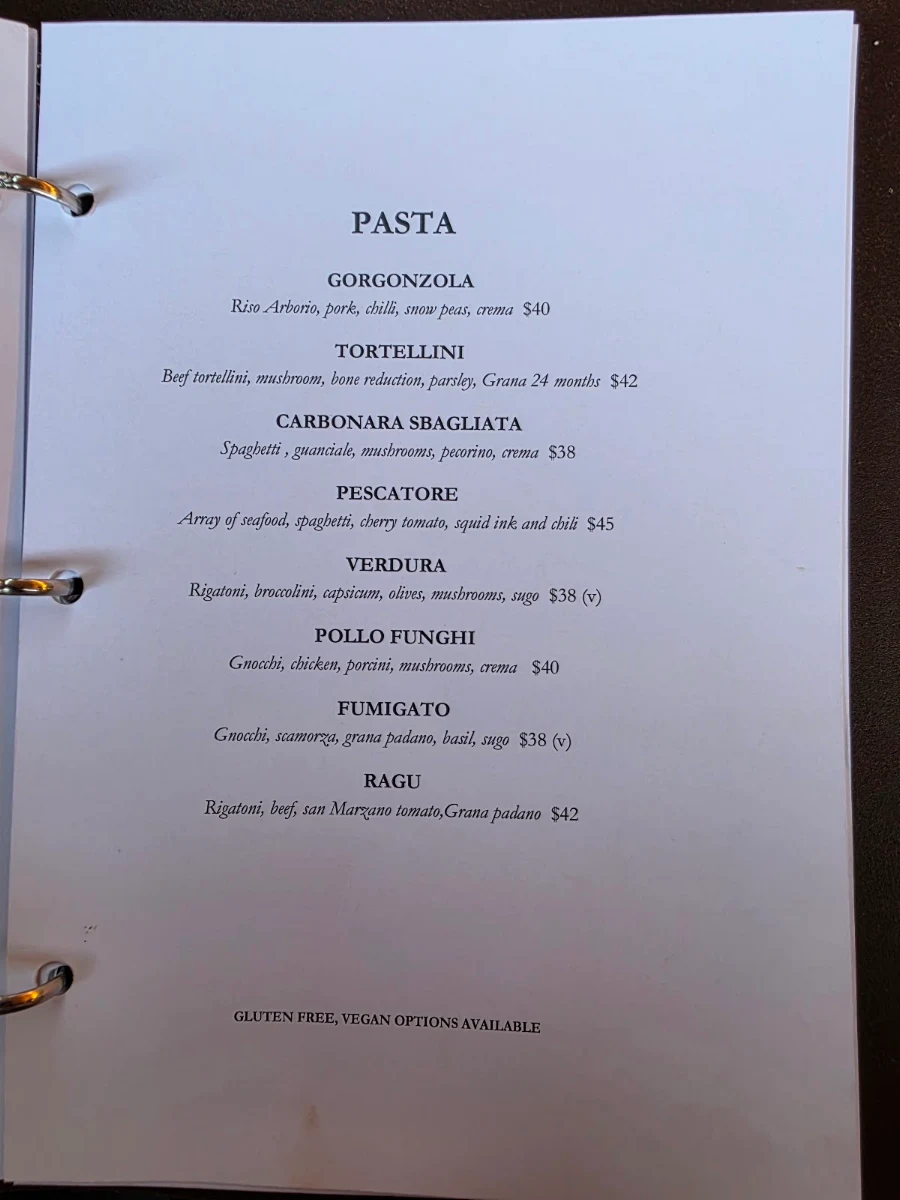 Menu, Piccolino Express (takeaway)