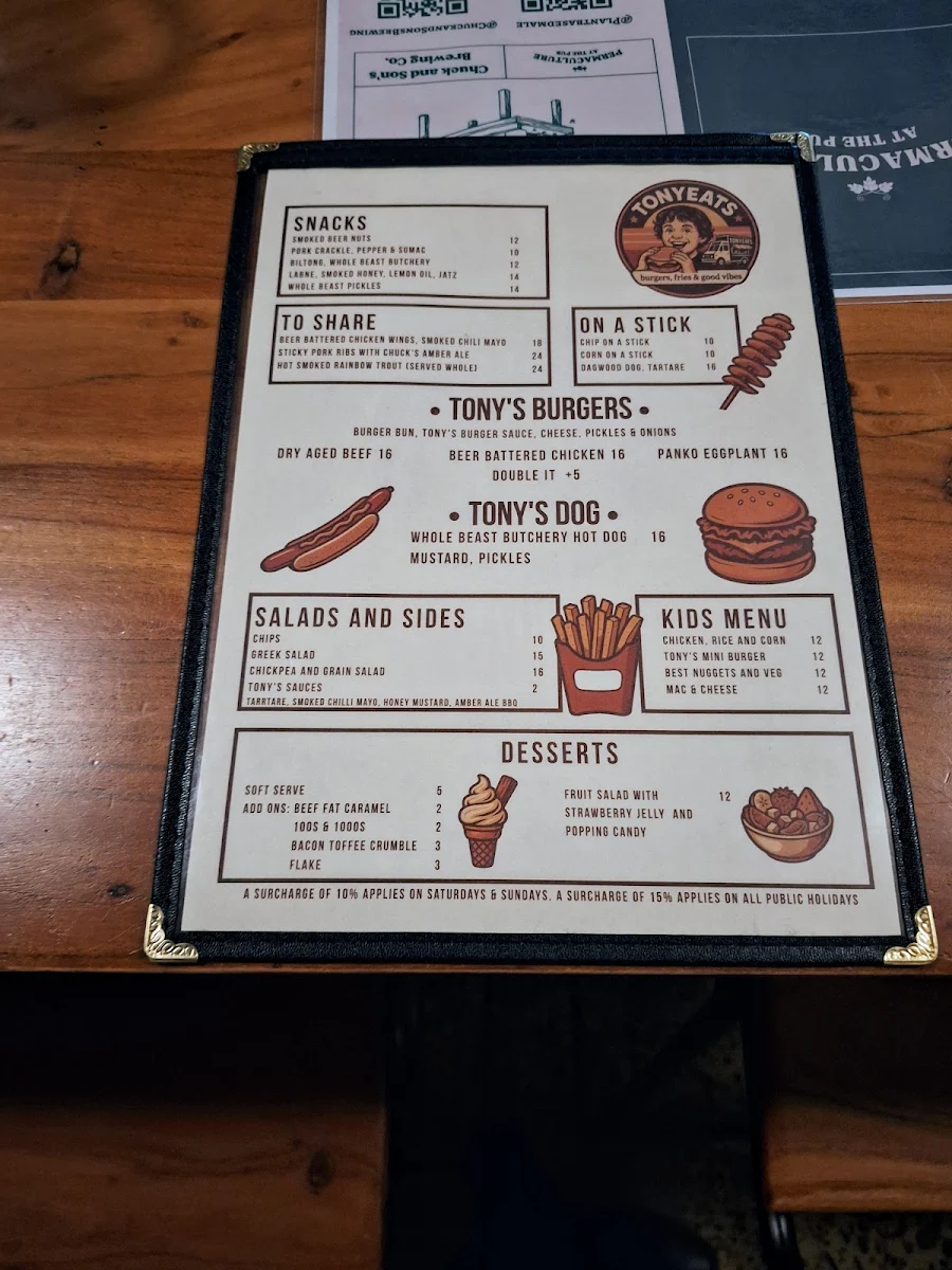 Menu, Chuck and Son's Brewing Co.