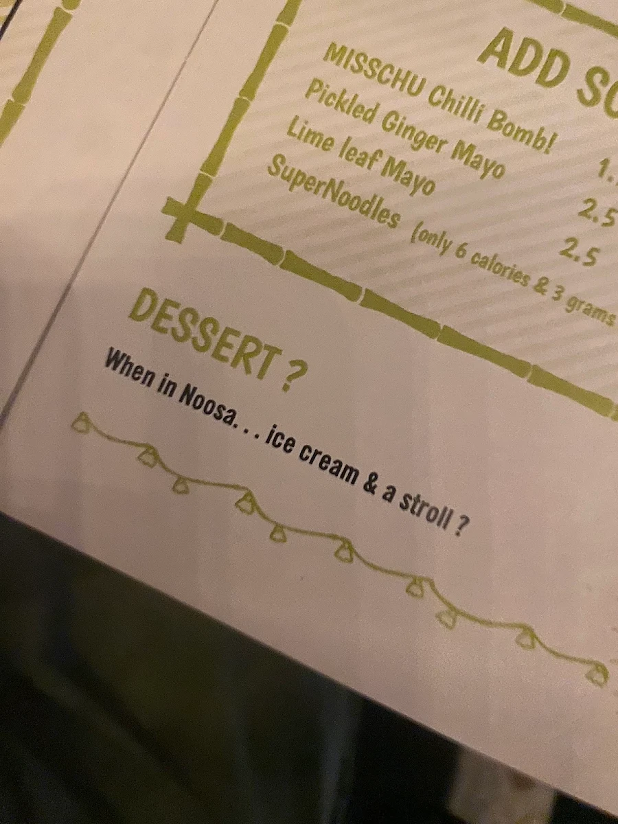 Menu, MISSCHU Upstairs