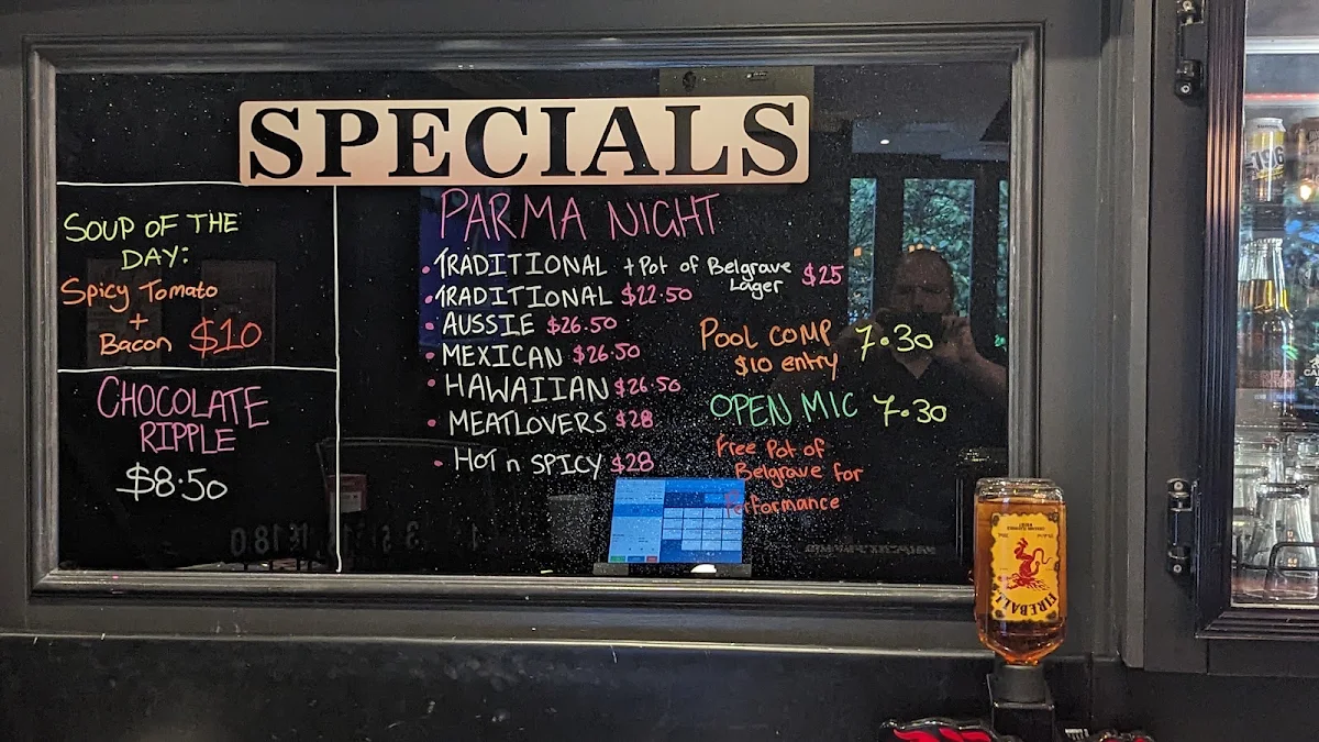 Menu, Belgrave Hotel