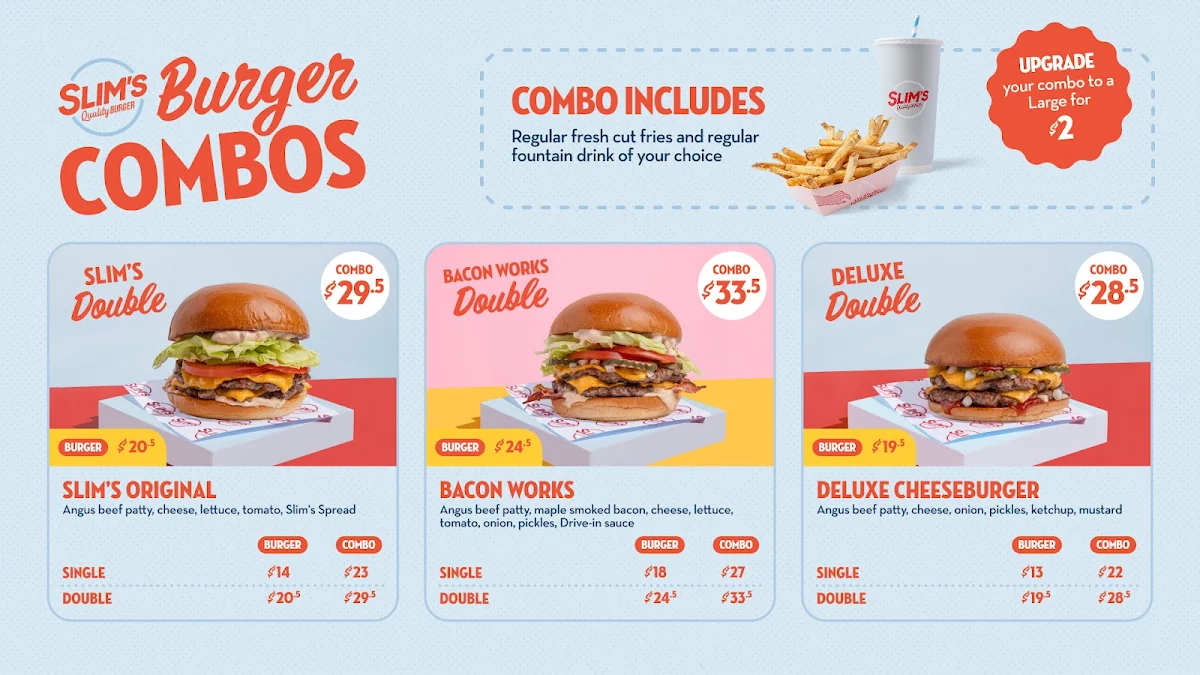 Menu, Slim's Quality Burger