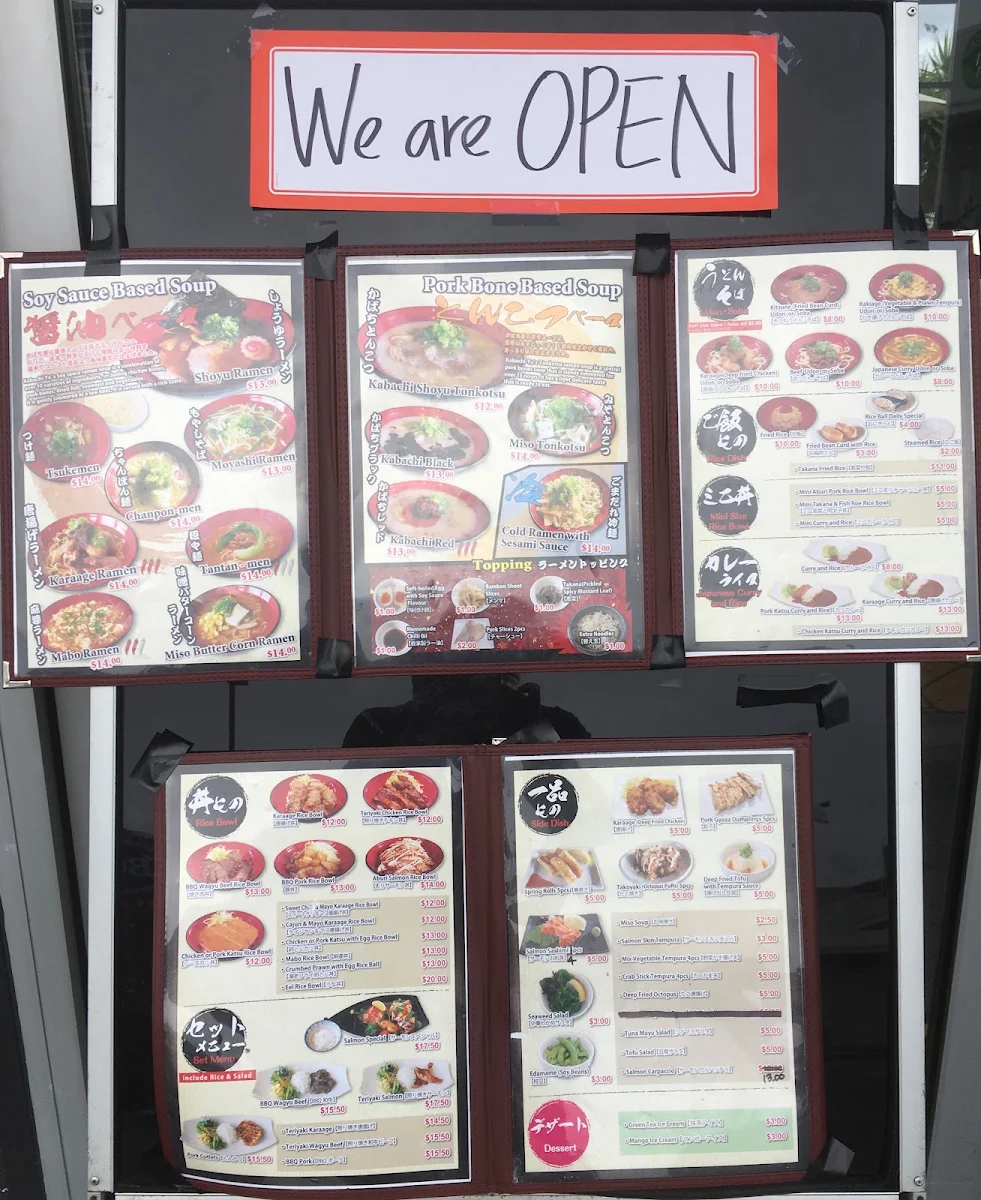 Menu, Kabachi-Ya