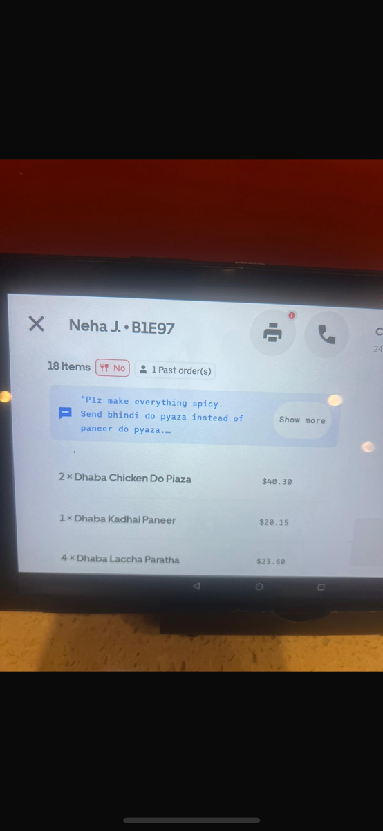 Menu, Anshuman Da Dhaba