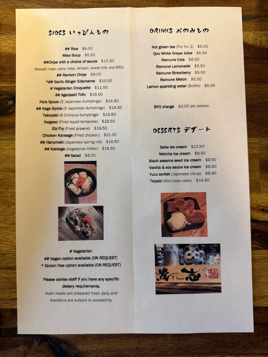 Menu, Kishi