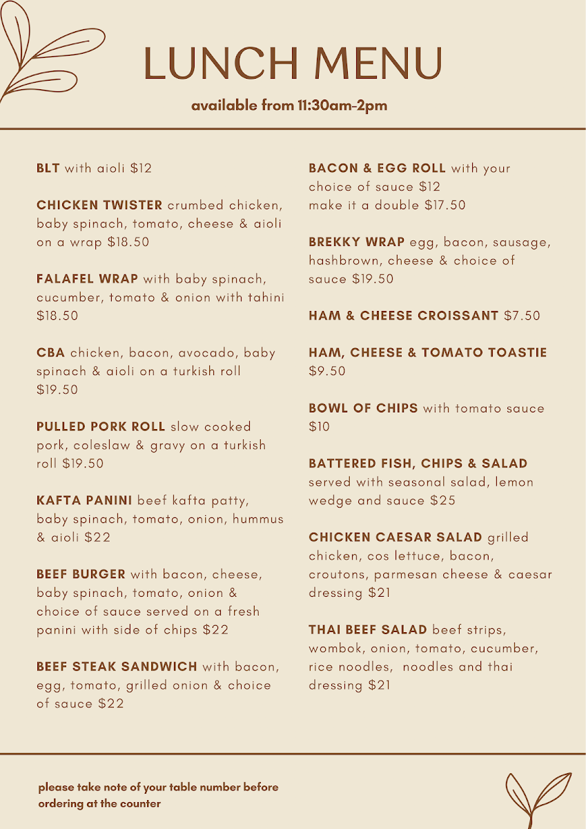 Menu, The Mill House Cafe