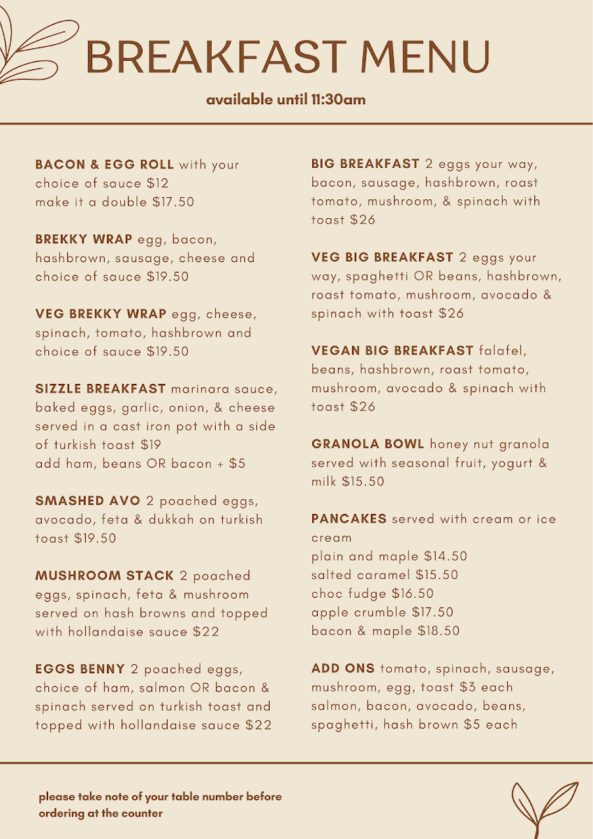 Menu, The Mill House Cafe