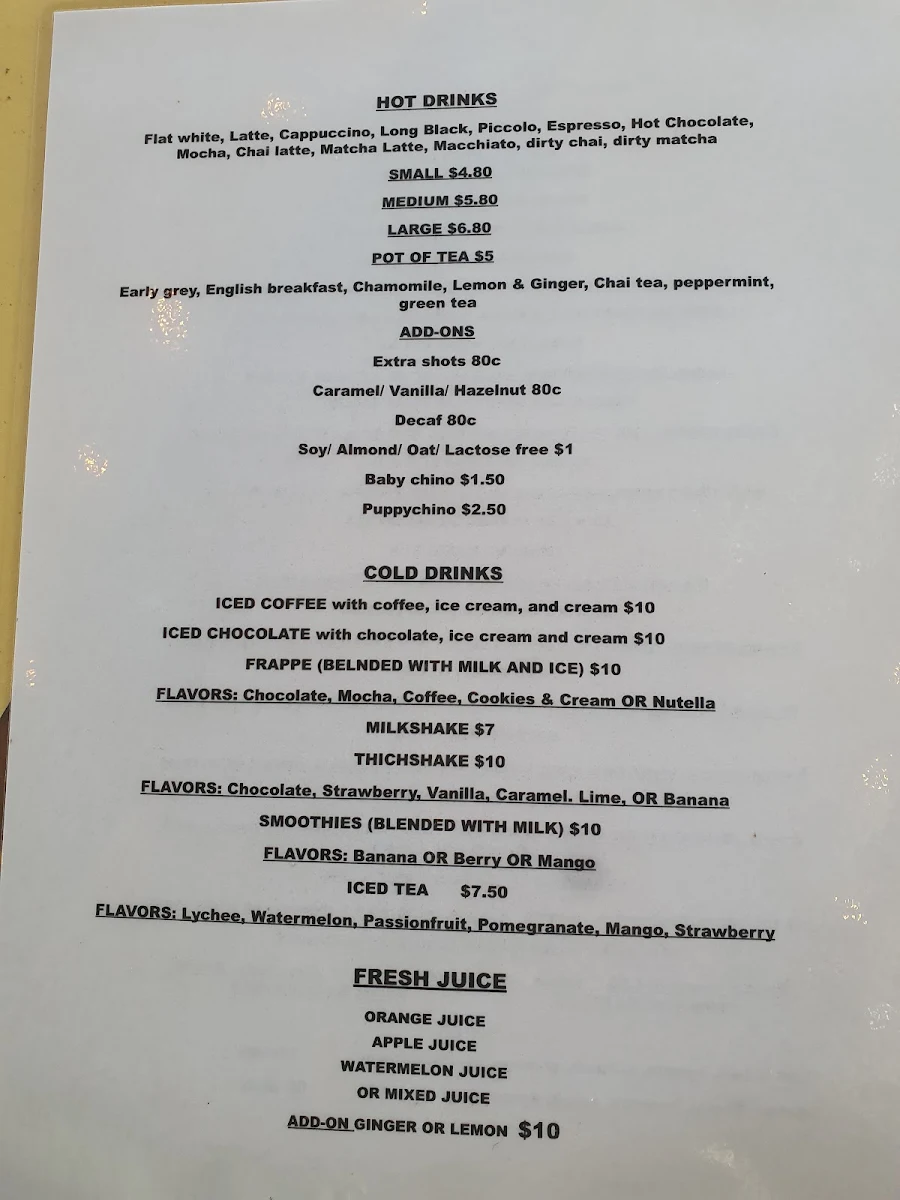 Menu, The Mill House Cafe