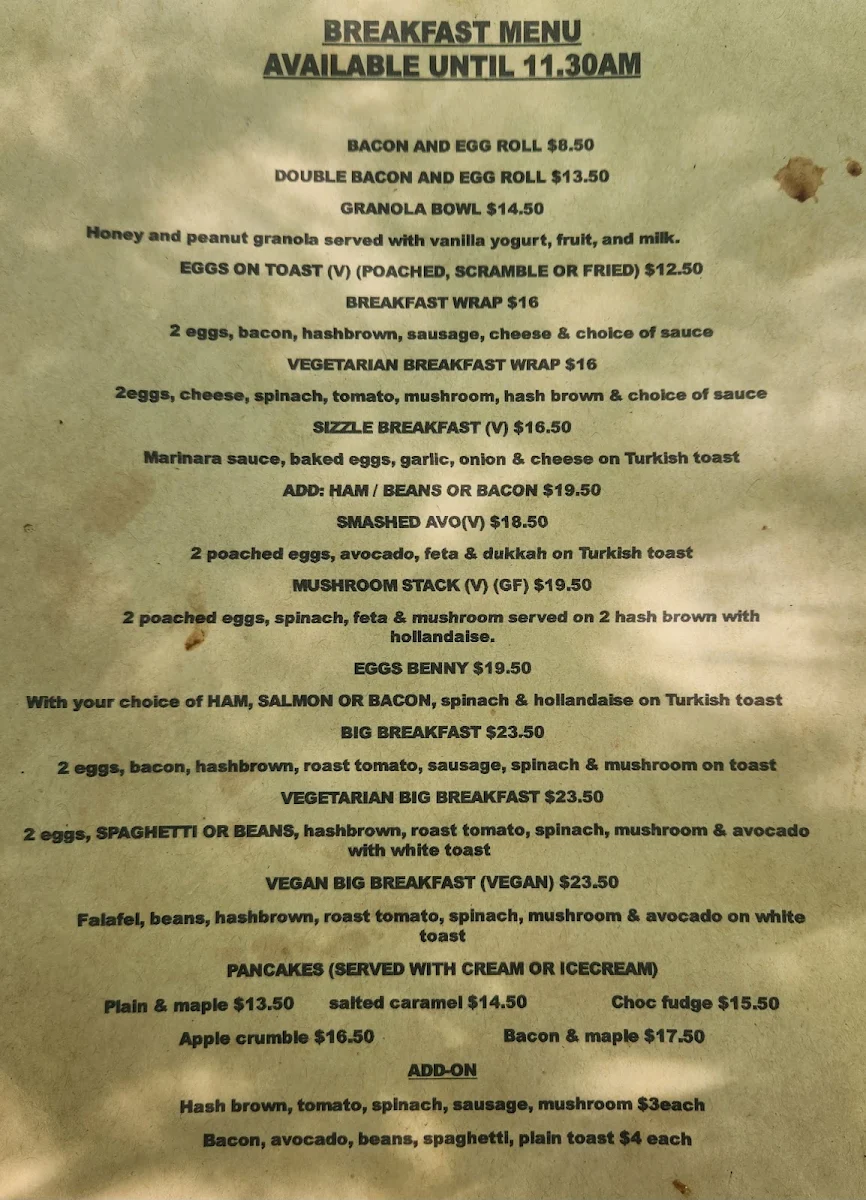 Menu, The Mill House Cafe