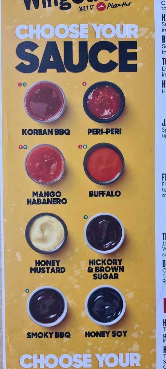 Menu, Pizza Hut Golden Point