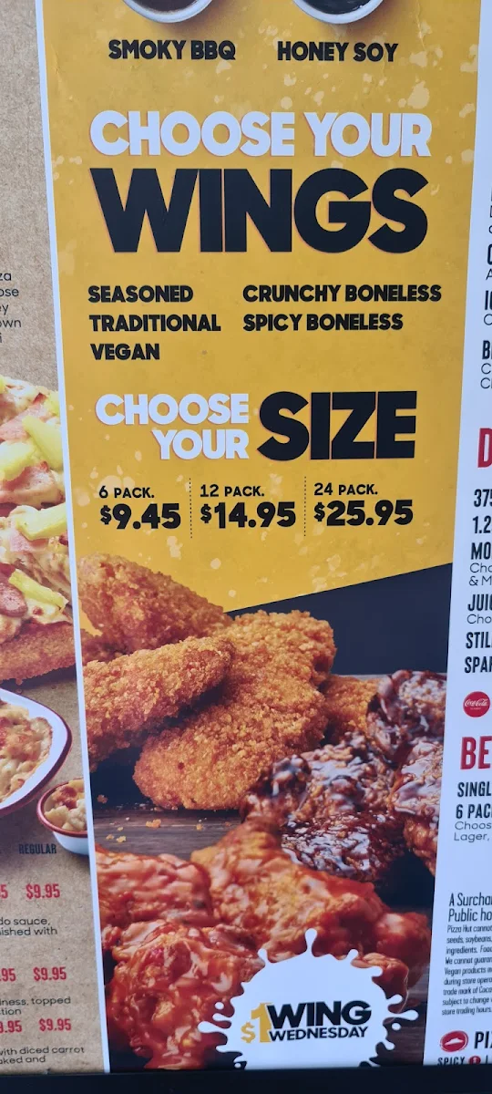 Menu, Pizza Hut Golden Point