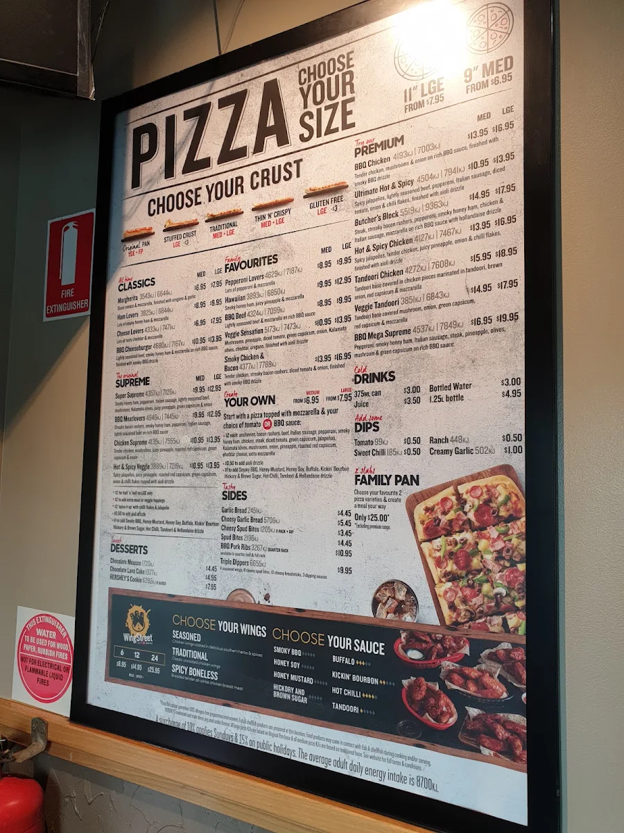 Menu, Pizza Hut Ballarat Dine In