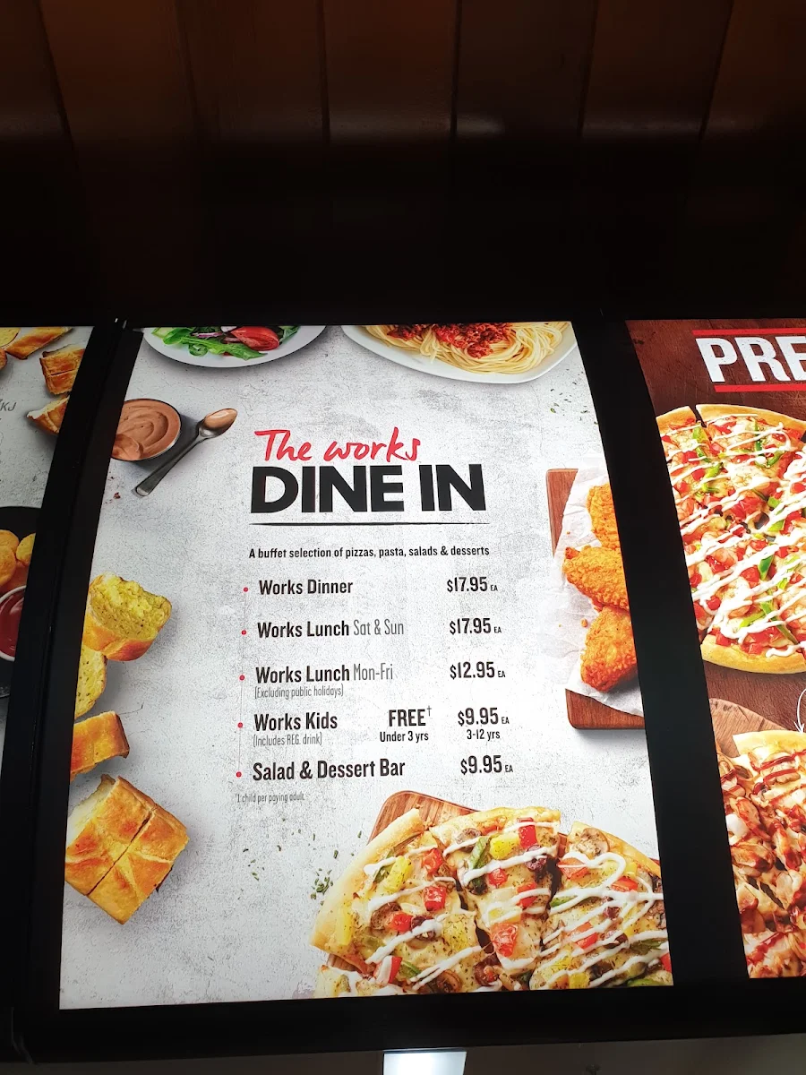 Menu, Pizza Hut Ballarat Dine In