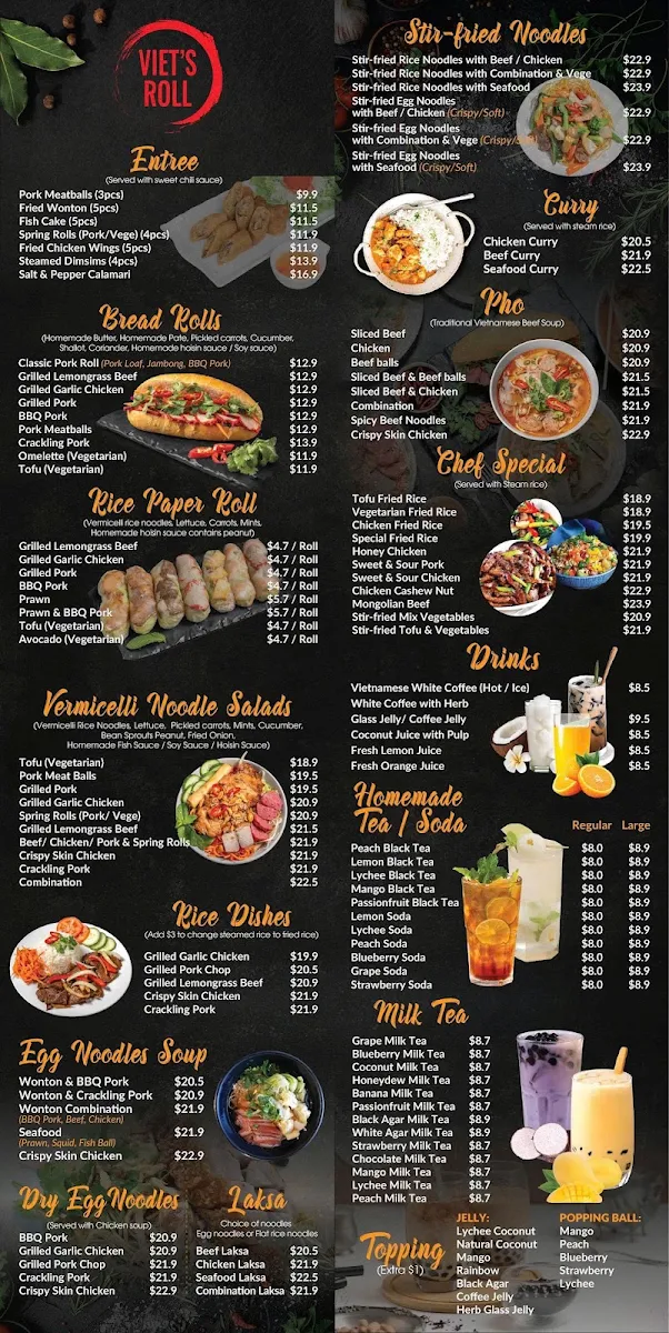 Menu, Viet's Roll Cleveland