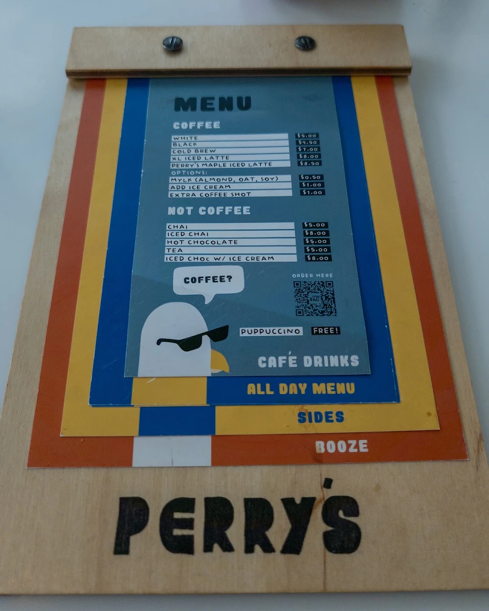 Menu, Perry’s (Peregrine Social Club)