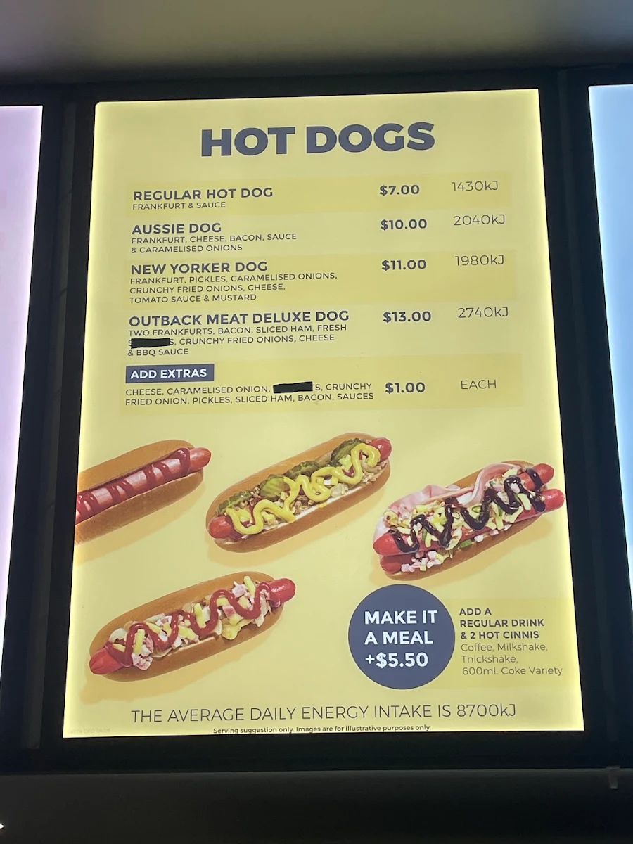 Menu, Donut King Cairns DFO